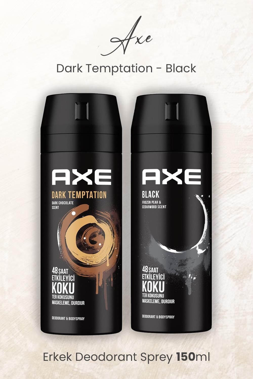 Axe Erkek Deodorant Sprey Dark Temptation ve Black 150 ml