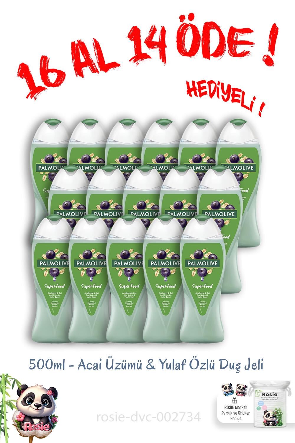 16 Al 14 Öde Duş Jeli Superfood Acai Üzümü & Yulaf 500 ml ve Rosie