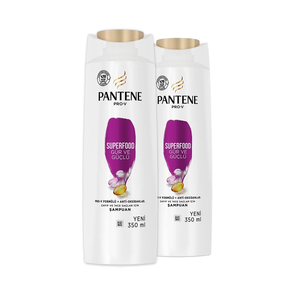 Pantene Şampuan Pro-V Superfood Gür ve Parlak 350 ml x 2