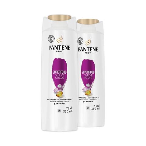 Pantene Şampuan Pro-V Superfood Gür ve Parlak 350 ml x 2