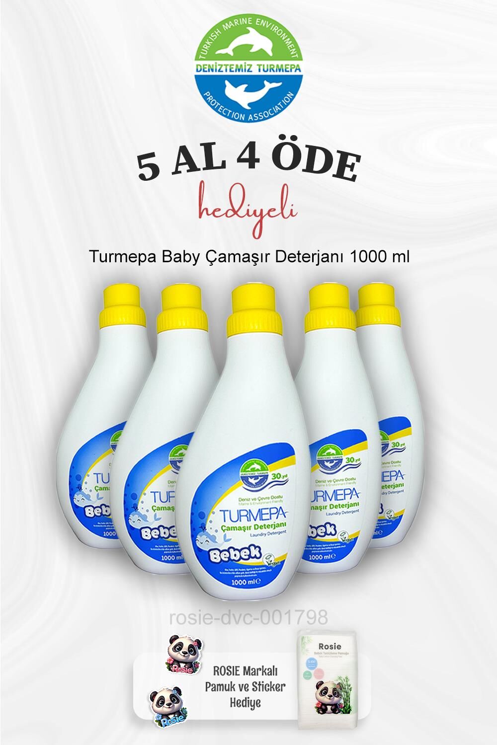Turmepa Baby Çamaşır Deterjanı 1000 ml 5 Al 4 Öde ve Rosie Pamuk