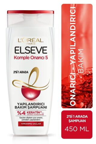 Elseve L'Oréal Paris  Komple Onarıcı 5 Yapılandırıcı Bakım Şampuanı 2'si 1 Arada 450 ml 6 Adet