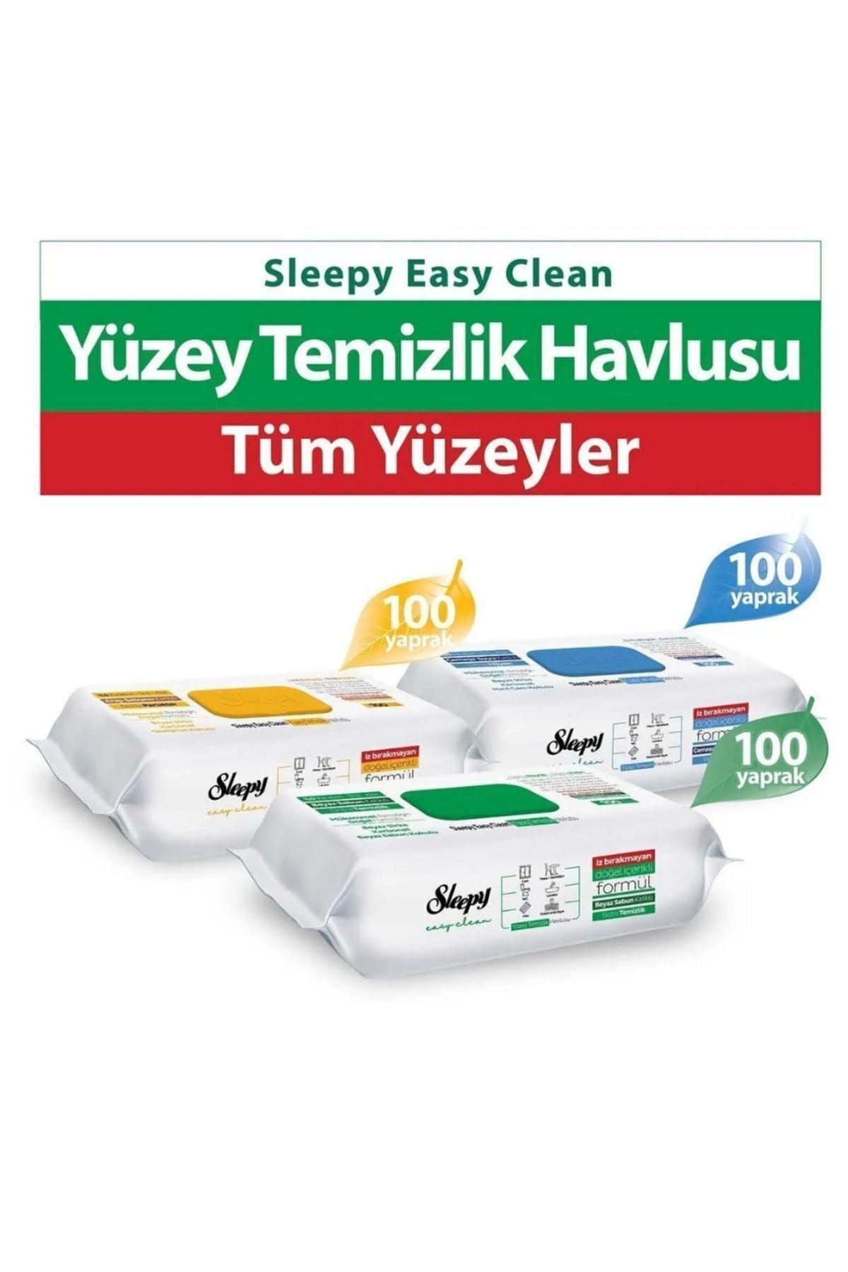 Easy Clean Beyaz Sabun Katkılı+Çamaşır Suyu Katkılı+Arap Sabunu Katkılı 3X100 (300 Yaprak)
