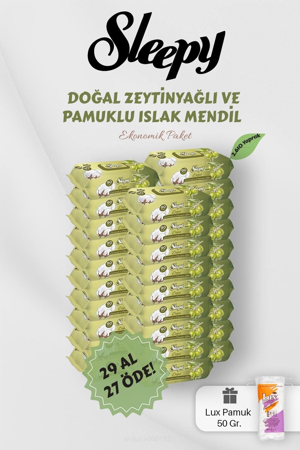 Sleepy 29 AL 27 ÖDE Zeytinyağlı Pamuklu Bebek Mendili 90'lı ve Pamuk