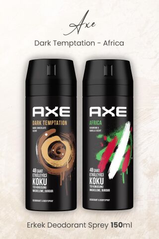 Axe Erkek Deodorant Sprey Dark Temptation ve Africa 150 ml