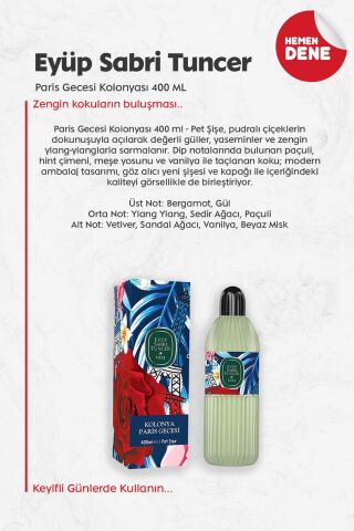 Eyüp Sabri Tuncer Paris Gecesi Kolonyası 400 ML