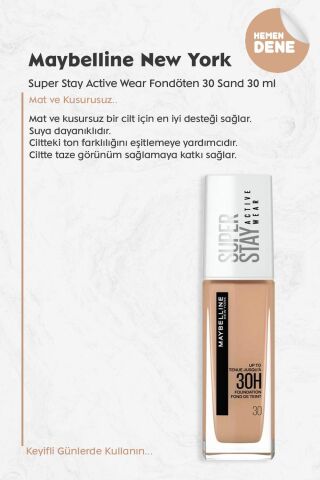 Maybelline New York Super Stay Active Wear Fondöten 30 Sand
