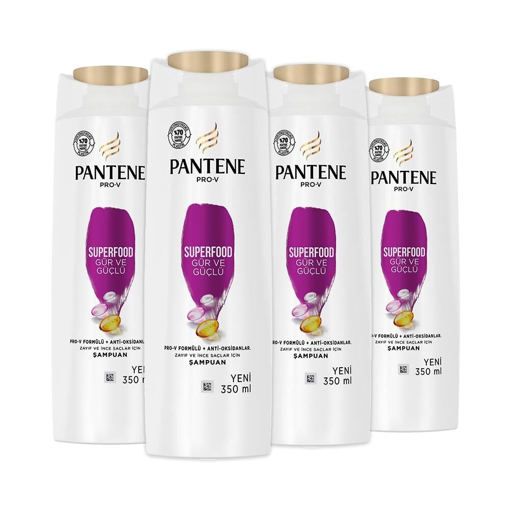Pantene Şampuan Pro-V Superfood Gür ve Parlak 350 ml x 4
