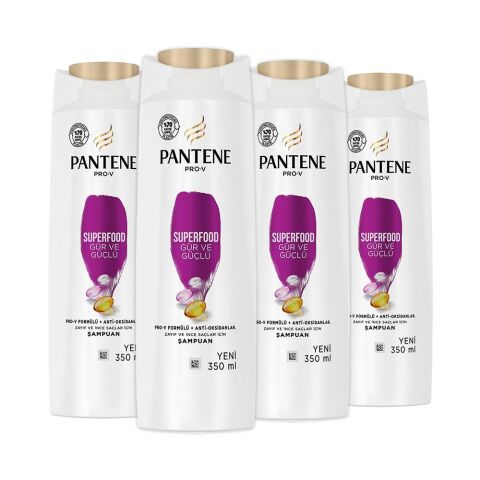 Pantene Şampuan Pro-V Superfood Gür ve Parlak 350 ml x 4