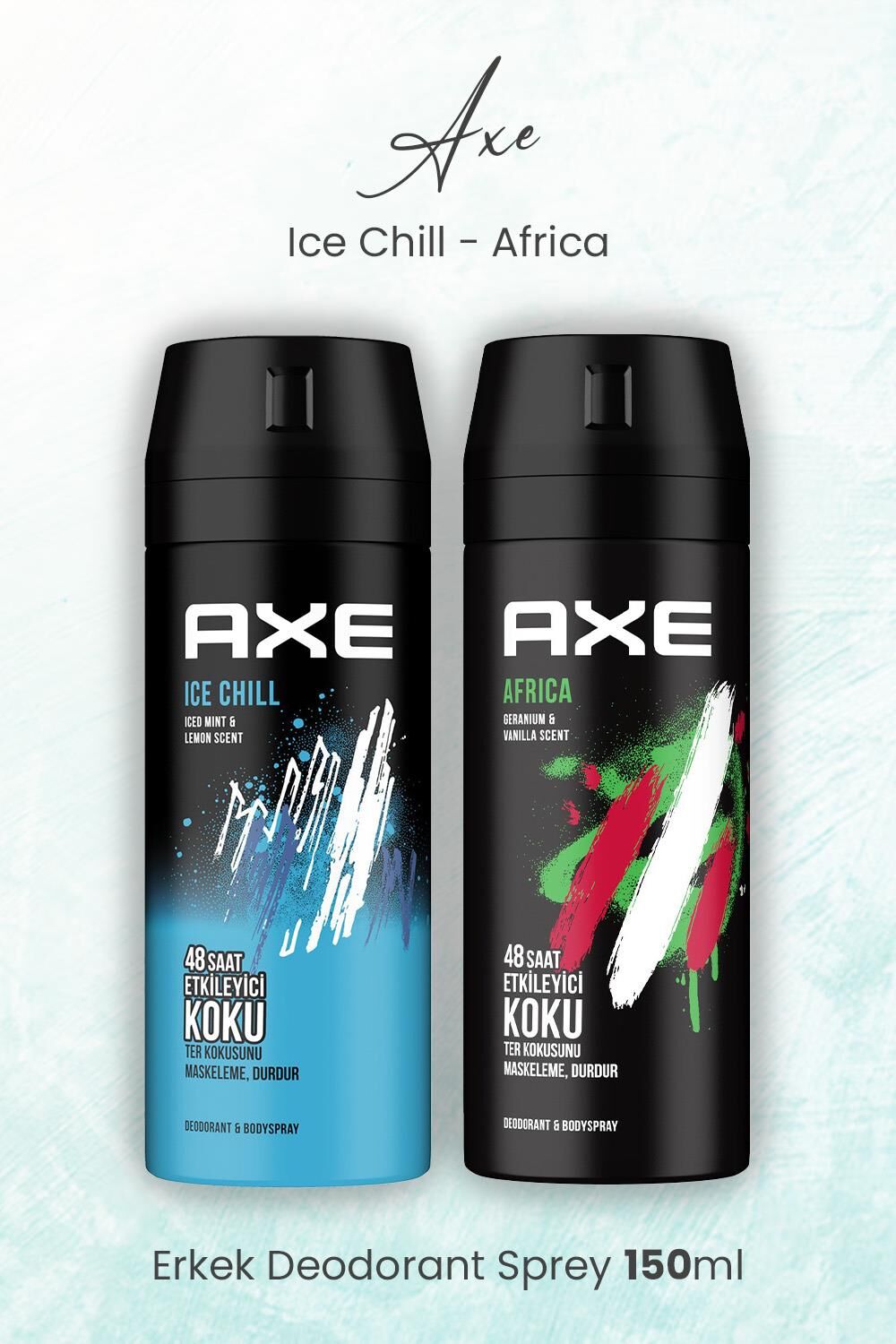 Axe Erkek Deodorant Sprey Ice Chill ve Africa 150 ml