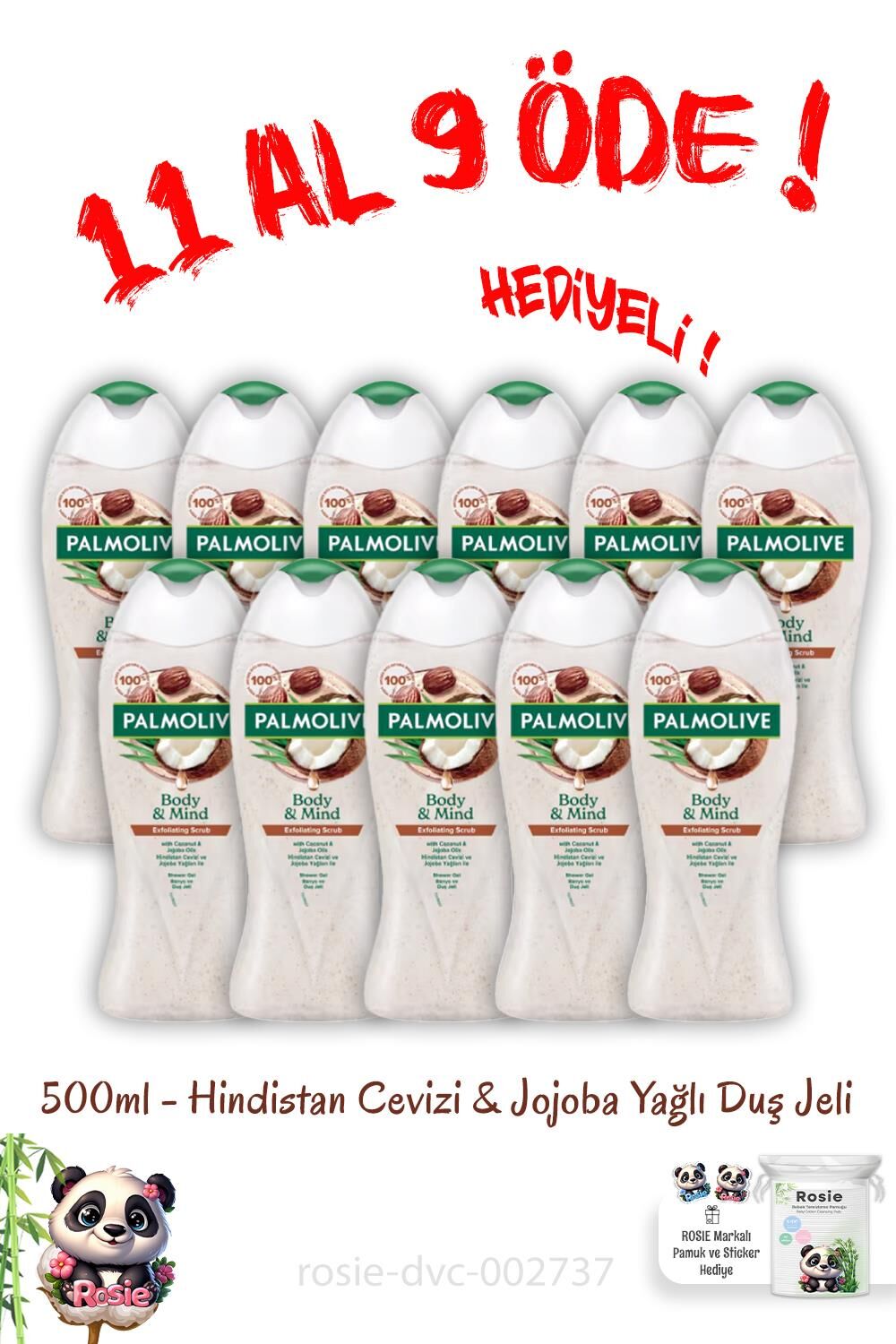 11 Al 9 Öde Duş Jeli Body & Mind Hindistan Cevizi ve Jojoba Yağlı 500 Ml ve Rosie