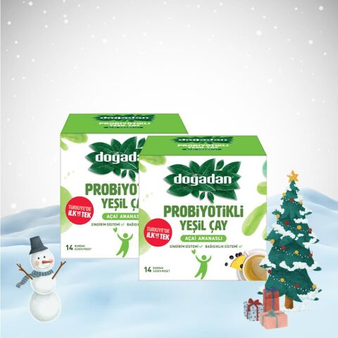 Doğadan Yılbaşı Paketi Probiyotikli Yeşil Çay Açai Ananaslı 14'lü x 2