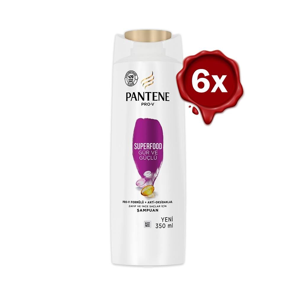 Pantene Şampuan Pro-V Superfood Gür ve Parlak 350 ml x 6