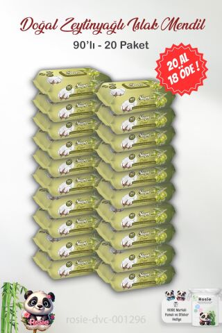 Sleepy Doğal 20 AL 18 ÖDE Zeytinyağlı ve Pamuklu Islak Havlu 90'lı ve ROSIE