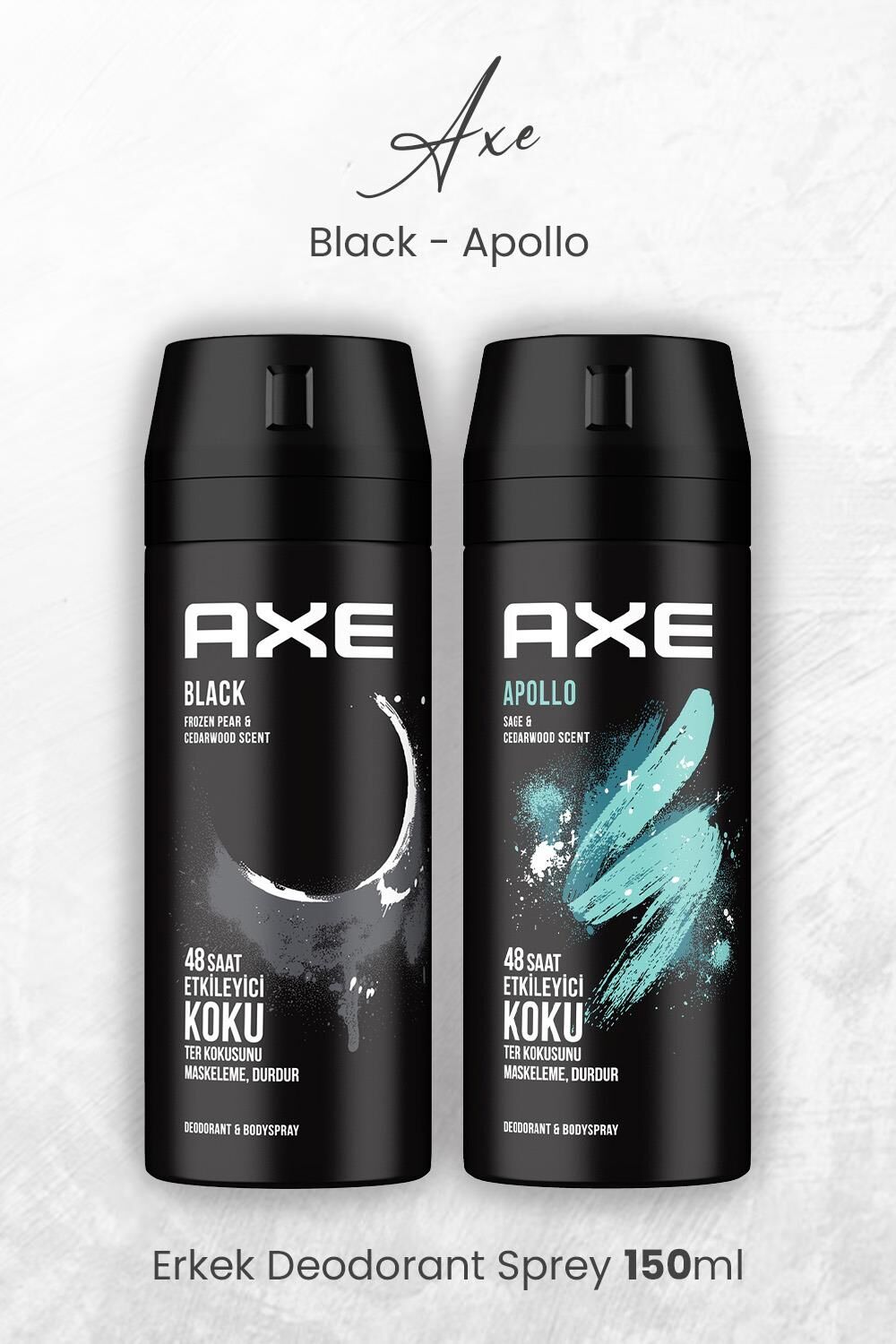 Axe Erkek Deodorant Sprey Black ve Apollo150 ml