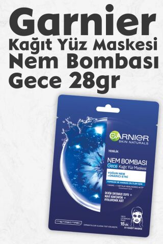 Garnier Kağıt Yüz Maskesi Nem Bombası Gece 28 gr