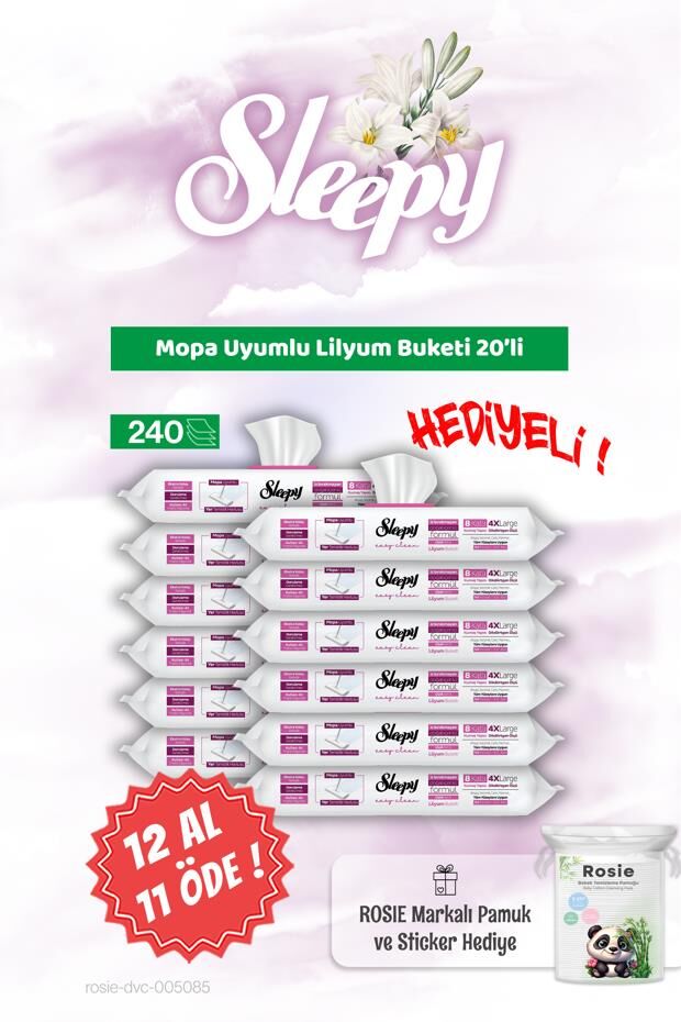 Sleepy 12 AL 11 ÖDE Lilyum Buketi Mopa Uyumlu 20'li ve ROSIE