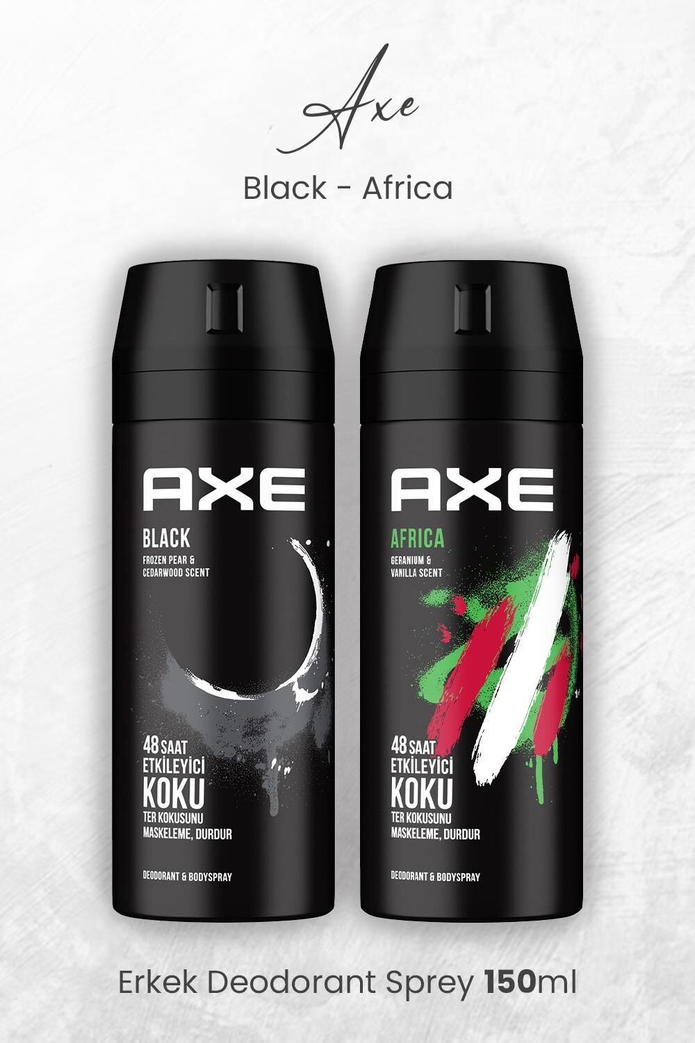 Axe Erkek Deodorant Sprey Black ve Africa 150 ml