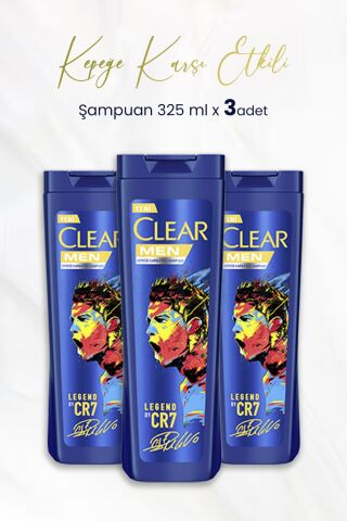Clear Men Kepeğe Karşı Etkili Şampuan Legend By Cr7 Cristiano Ronaldo 325 ml x 3 Adet