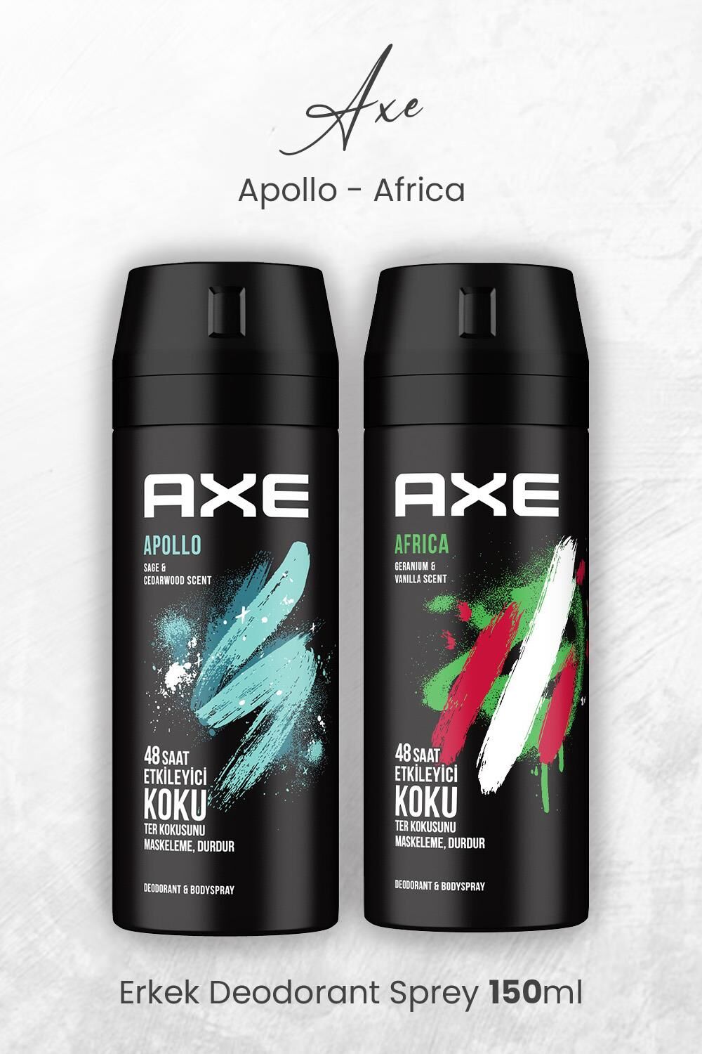 Axe Erkek Deodorant Sprey Apollo ve Africa 150 ml
