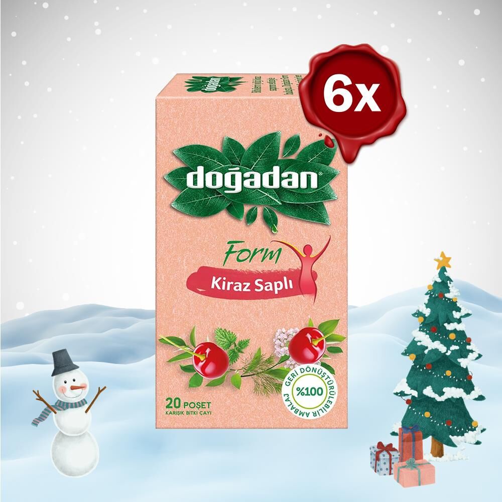 Doğadan Yılbaşı Paketi Form Çay Kiraz Saplı 20'li x 6