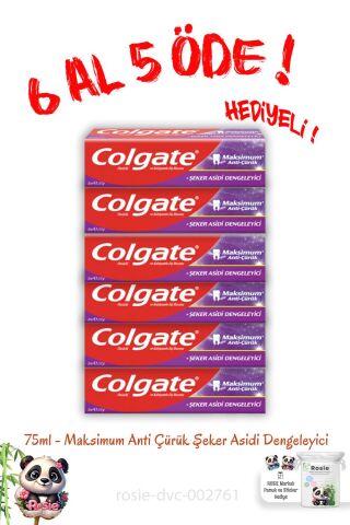 Diş Macunu 75 ml 6 Al 5 Öde Maksimum Anti Çürük Şeker Asidi Dengeleyici
