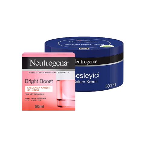 Neutrogena Bright Boost Jel Krem 50 ml ve Besleyici Bakım Kremi 300 ml
