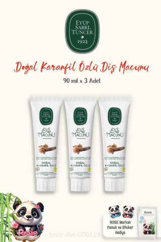 Eyüp Sabri Tuncer Diş Macunu Karanfil Özlü 90 ml 3 Adet ve ROSIE Pamuk 60'lı