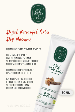 Eyüp Sabri Tuncer Diş Macunu Karanfil Özlü 90 ml 3 Adet ve ROSIE Pamuk 60'lı