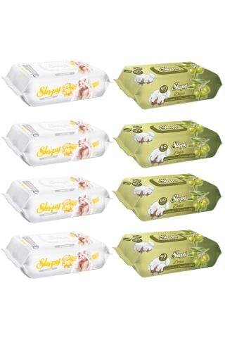 Sensitive Islak Havlu 90 Lı 4 Adet + Zeytinyağlı 90'lı 4 Adet