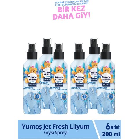 Yumoş Jet Fresh Giysi Spreyi Lilyum 6 x 200 ml