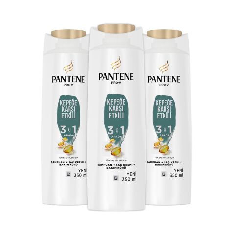 Pantene Şampuan Pro-V Kepeğe Karşı 3'ü 1 Arada 350 ml x 3