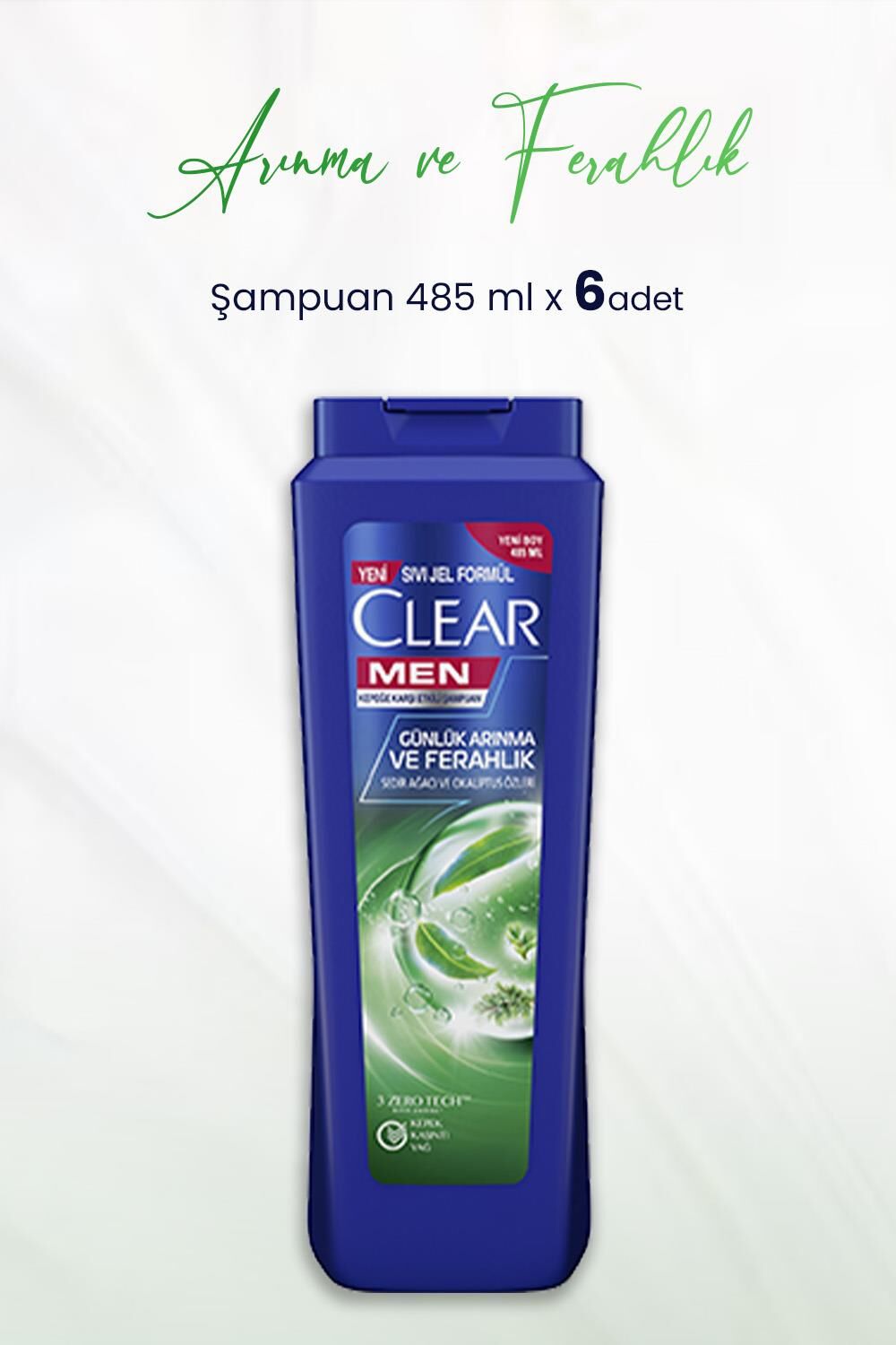 Clear Men Şampuan Günlük Arınma ve Ferahlık 485 ml x 6 Adet