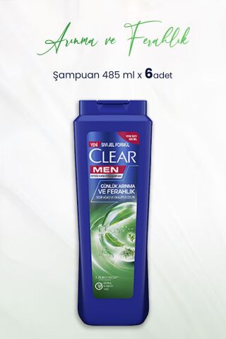 Clear Men Şampuan Günlük Arınma ve Ferahlık 485 ml x 6 Adet