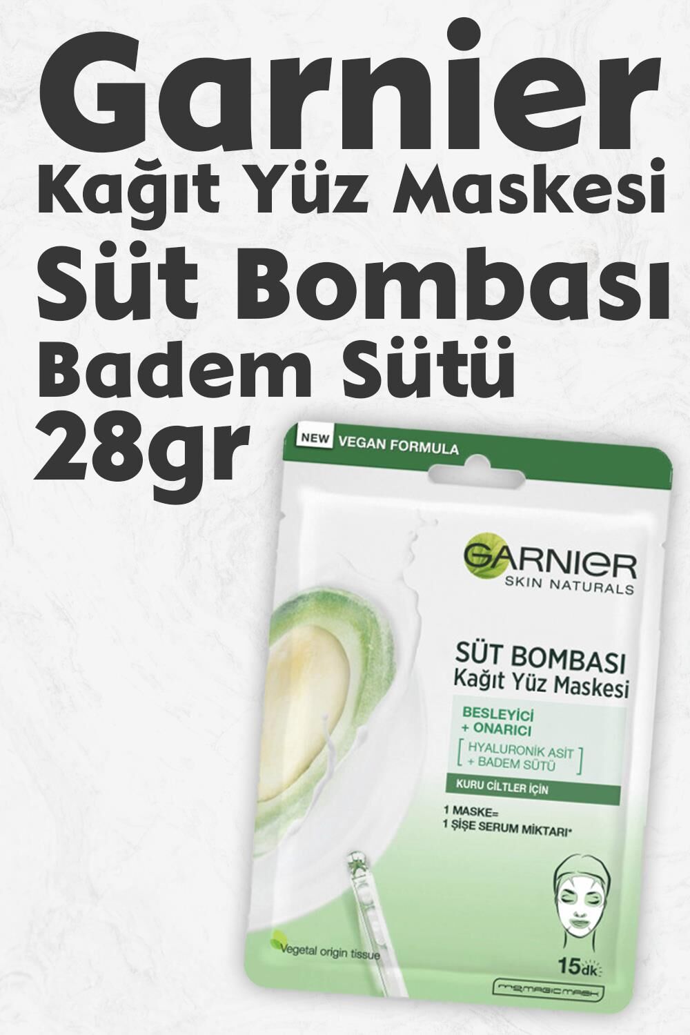 Garnier Kağıt Yüz Maskesi Süt Bombası Badem Sütü 28 gr