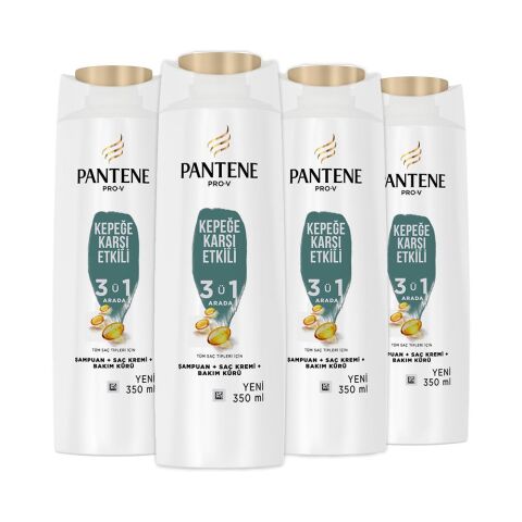 Pantene Şampuan Pro-V Kepeğe Karşı 3'ü 1 Arada 350 ml x 4