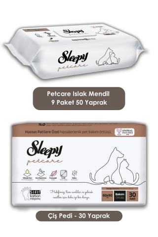 Sleepy 9 Adet Petcare Evcil Hayvan Islak Havlusu 60'lı, Bakım Örtüsü 30'lu ve ROSIE