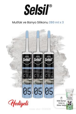 Mutfak ve Banyo Silikonu 3 x 280 ml ve Rosie