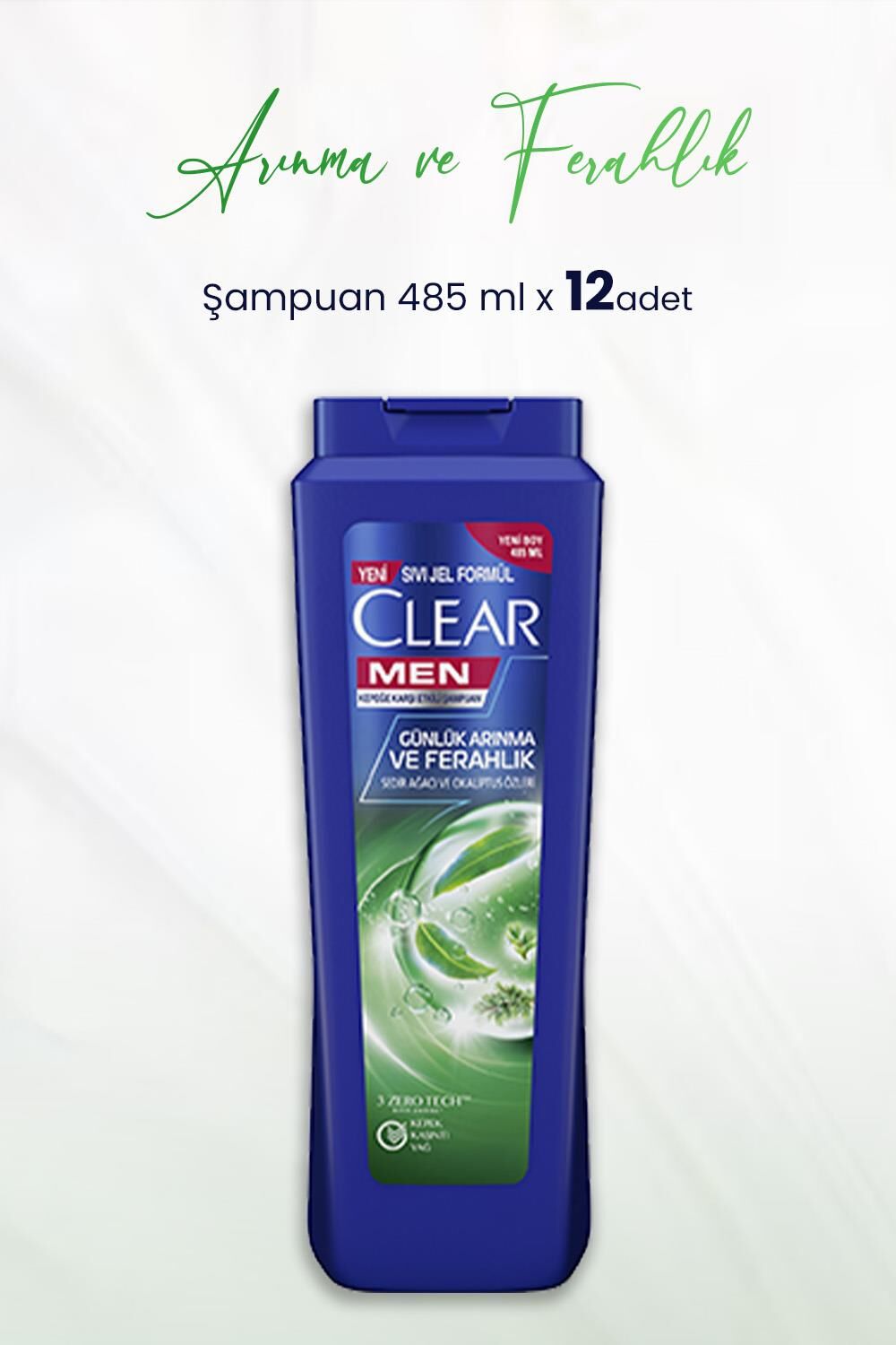 Clear Men Şampuan Günlük Arınma ve Ferahlık 485 ml x 12 Adet