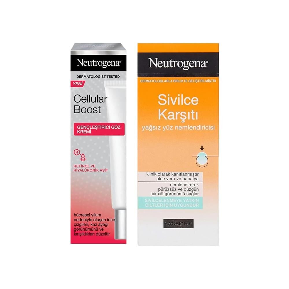 Neutrogena Cellular Boost Göz Kremi 15 ml ve Yağsız Yüz Nemlendiricisi 50 ml