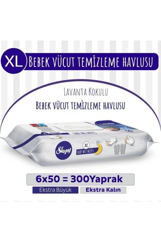 Sleepy Xl Lavanta Kokulu Bebek Vücut Temizleme Havlusu 6X50 Adet