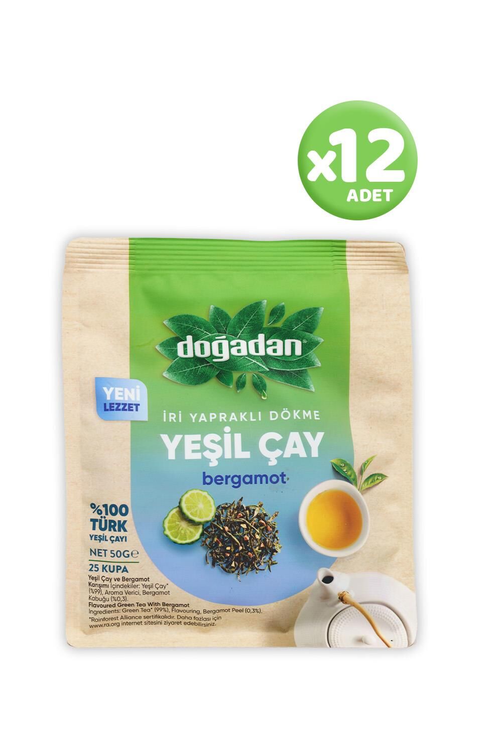 Doğadan Dökme Yeşil Çay Bergamot 50 gr x 12 Adet