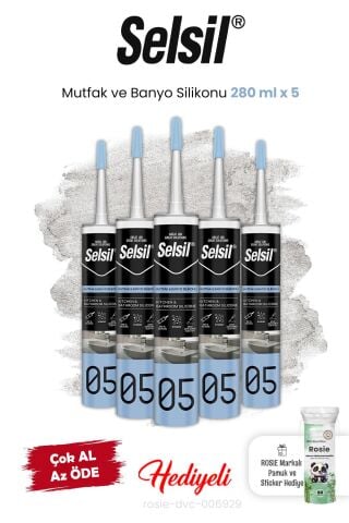 5 adet Mutfak ve Banyo Silikonu 280 ml ve Rosie