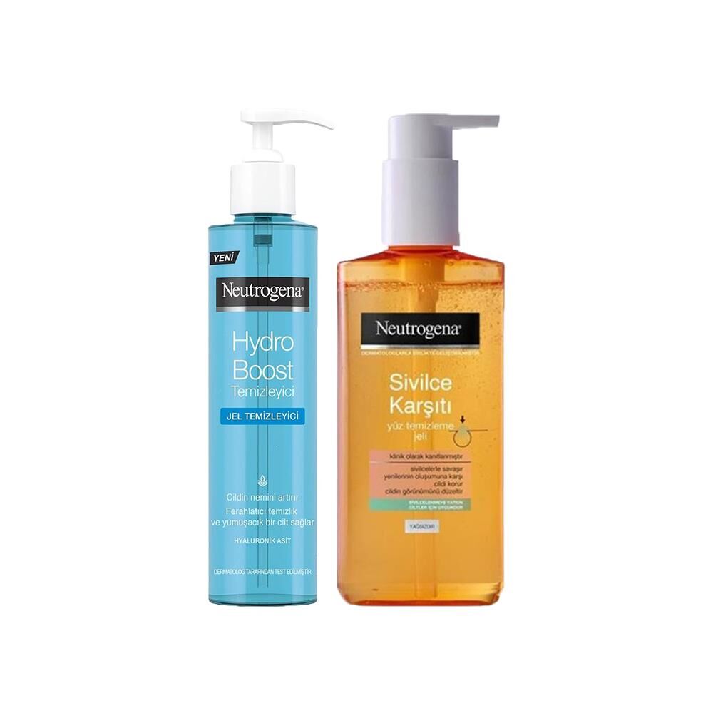 Neutrogena Hydro Boost Water Gel Temizleyici 200 ml ve Yağsız Yüz Temizleme Jeli 200 ml