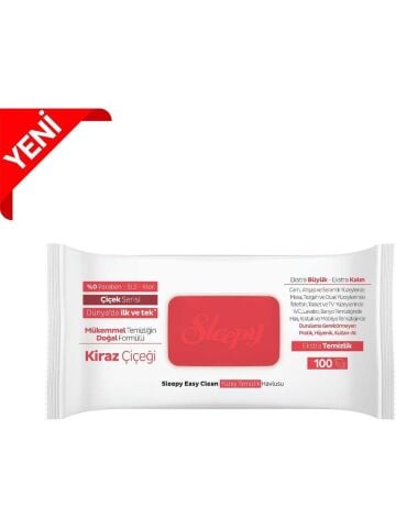 Sleepy Easy Clean Kiraz Çiçeği Yüzey Temizlik Havlusu 100' lü