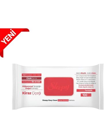 Sleepy Easy Clean Kiraz Çiçeği Yüzey Temizlik Havlusu 100' lü