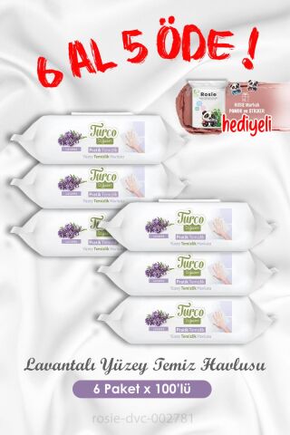 6 Al 5 Öde Lavantalı Yüzey Temizlik Havlusu 100'lü ve Rosie