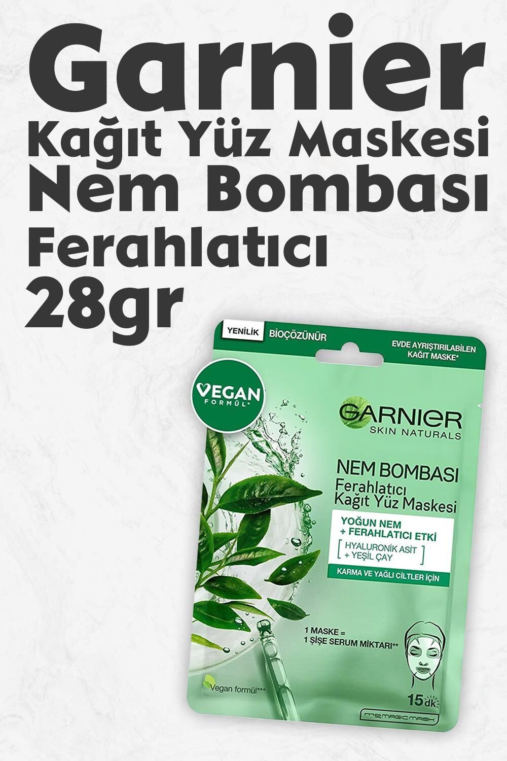 Garnier Kağıt Yüz Maskesi Ferahlatıcı Nem Bombası 28 gr
