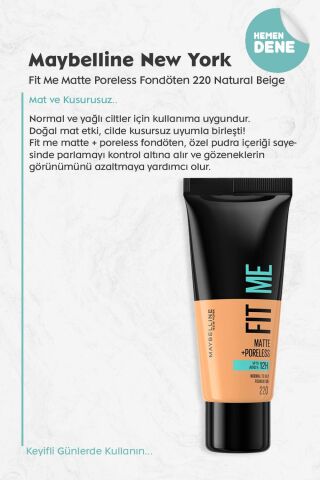 Maybelline Fit Me Matte Poreless Fondöten 220 Natural Beige