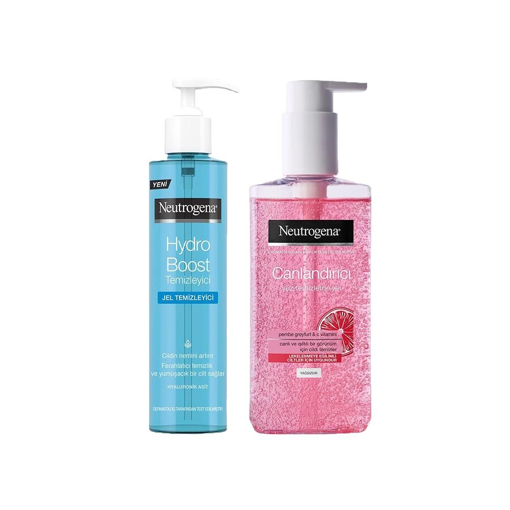 Neutrogena Hydro Boost Water Gel Temizleyici 200 ml ve Yüz Yıkama Jeli Pembe Greyfurt 200 ml